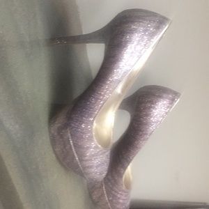 Platform pumps-silver, gold sparkles! Worn once.